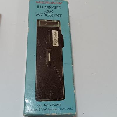 Assortment of new in the box vintage small electronics - Microphone - Multimeter - D.C. Motor - and more