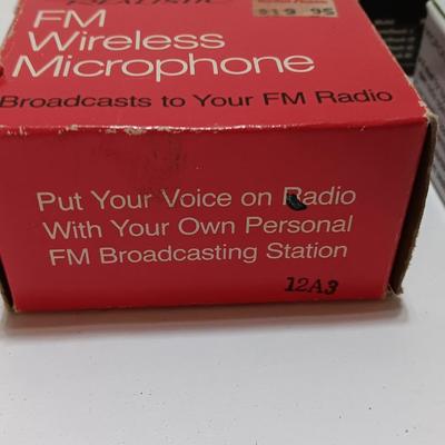 Assortment of new in the box vintage small electronics - Microphone - Multimeter - D.C. Motor - and more