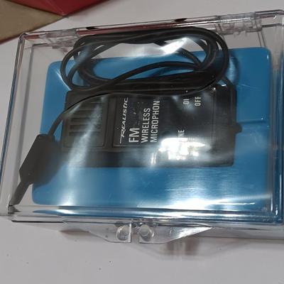 Assortment of new in the box vintage small electronics - Microphone - Multimeter - D.C. Motor - and more