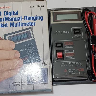 Assortment of new in the box vintage small electronics - Microphone - Multimeter - D.C. Motor - and more