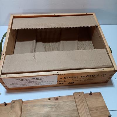 Empty wooden Ammunition box - wooden crate with lid