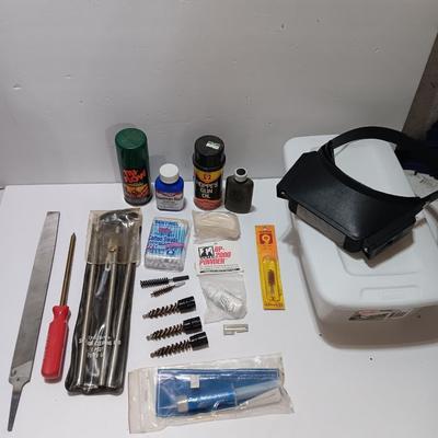 Firearm cleaning items - oils - files - brushes - cleaning rod and more