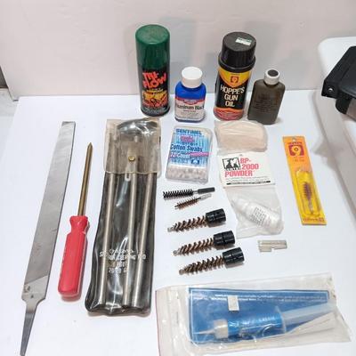 Firearm cleaning items - oils - files - brushes - cleaning rod and more
