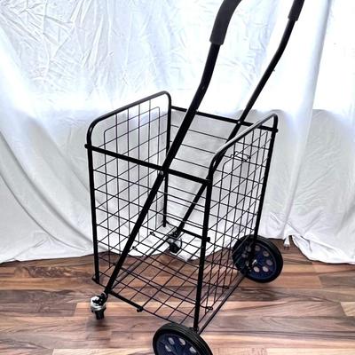 Black Foldable Utility Travel Shopping Basket Cart