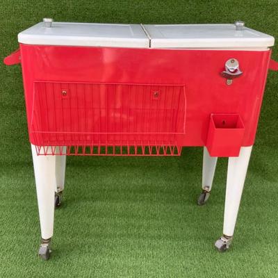 100 Metal Outdoor Cold Drink Cooler on Wheels