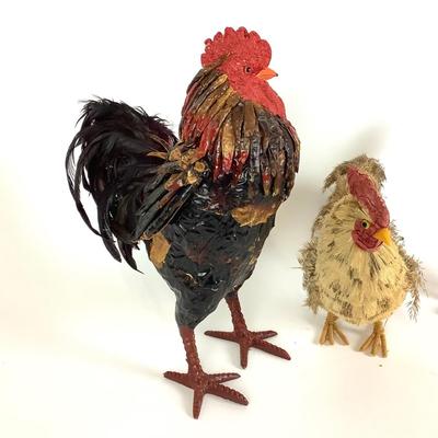 103 Trio of Natural Fiber Decorative Roosters