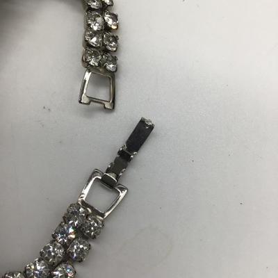 Vintage black and clear Rhinestone necklace and bracelet set