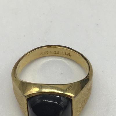 18KT HGE gold filled ring with black stone