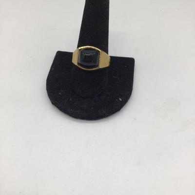 18KT HGE gold filled ring with black stone