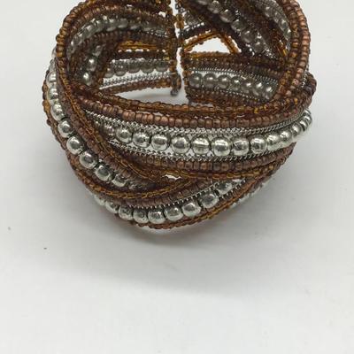 Adjustable brown beaded bracelet