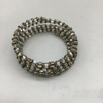 Adjustable clear beaded bracelet