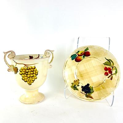 109 Ceramica Due Torri Grape Decor Bowl & Champagne Bucket