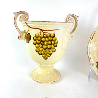 109 Ceramica Due Torri Grape Decor Bowl & Champagne Bucket