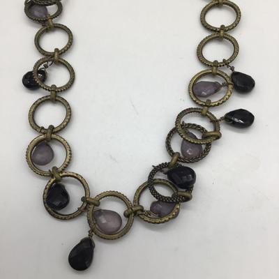 Vintage purple and black design necklace
