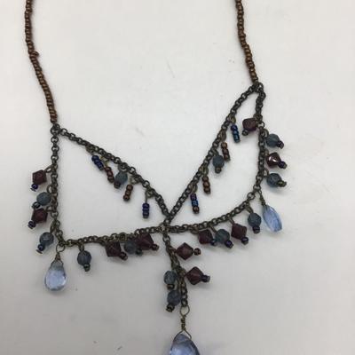 Blues and purple beaded necklace