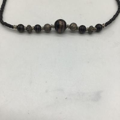 Vintage black and silver design Necklace