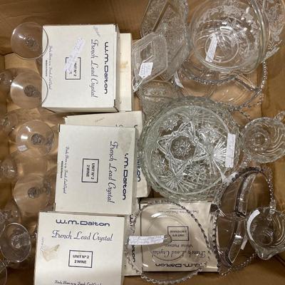 Box of French crystal and more