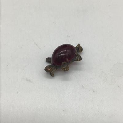 Vintage red turtle pin