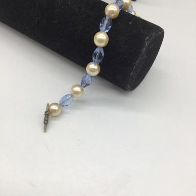 Vintage blue and creme color charm bracelet