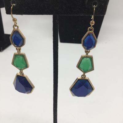 Blue and green fashion dangle earrings
