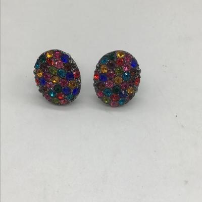 Vintage colorful clip on earrings