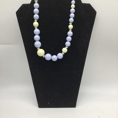 Blue and creme beaded necklace