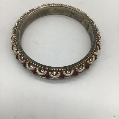 Brass red beaded bracelet