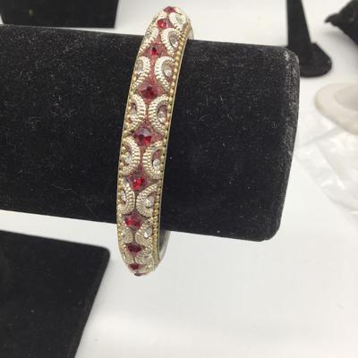 Brass red beaded bracelet