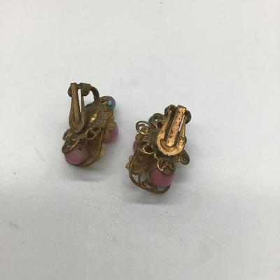 Vintage beaded clip on earrings