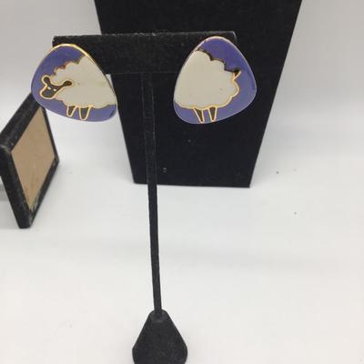 Blue sheep earrings