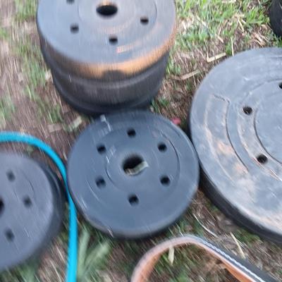 Weightlifting weights and gear - weight belt, barbells, 50lb - 1lb