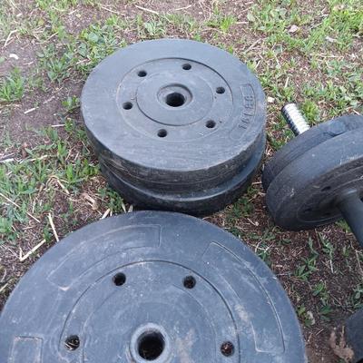 Weightlifting weights and gear - weight belt, barbells, 50lb - 1lb
