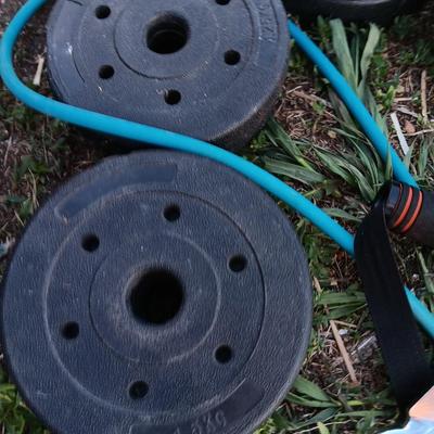 Weightlifting weights and gear - weight belt, barbells, 50lb - 1lb