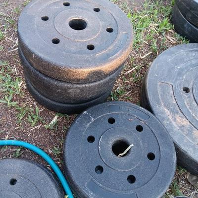 Weightlifting weights and gear - weight belt, barbells, 50lb - 1lb