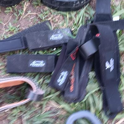 Weightlifting weights and gear - weight belt, barbells, 50lb - 1lb