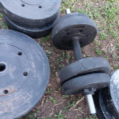 Weightlifting weights and gear - weight belt, barbells, 50lb - 1lb