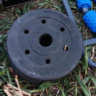 Weightlifting weights and gear - weight belt, barbells, 50lb - 1lb