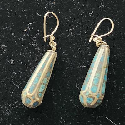 Silver Inlaid Turquoise Earrings