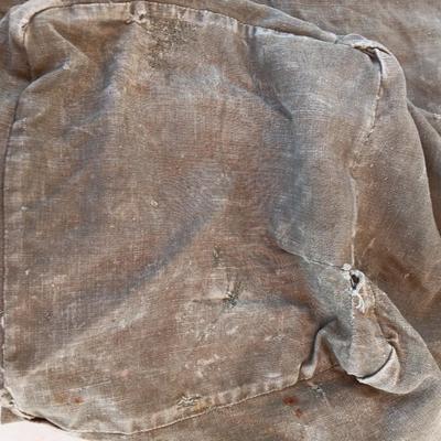 Military Issued inflatable mattress pad with canvas bag, canteen and cushion chair seat