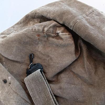 Military Issued inflatable mattress pad with canvas bag, canteen and cushion chair seat