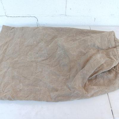 Military Issued inflatable mattress pad with canvas bag, canteen and cushion chair seat