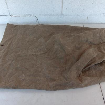 Military Issued inflatable mattress pad with canvas bag, canteen and cushion chair seat