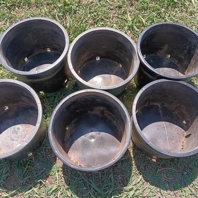 6 Gardening flowerpots - heavy duty black Garden tubs Great for tomato's!