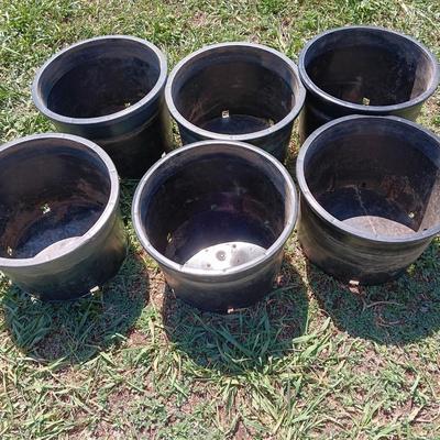 6 Gardening flowerpots - heavy duty black Garden tubs Great for tomato's!