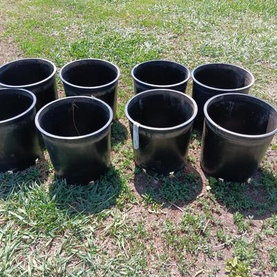 Eight Gardening flowerpots - heavy duty black Garden tubs Great for vegetable plants!