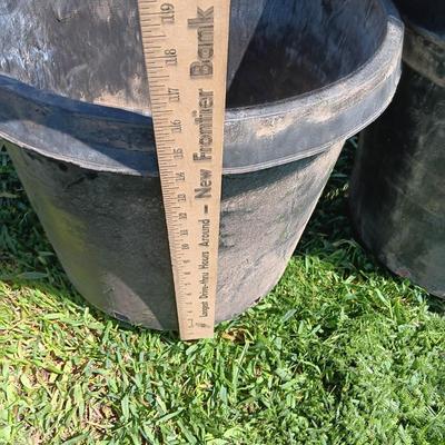 Three Large sized flowerpots - heavy duty black Garden tubs Great for vegetable plants!