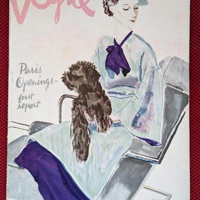 Original vintage copy of Vogue Magazine March 1, 1935 Cover art by Pierre Mourgue
