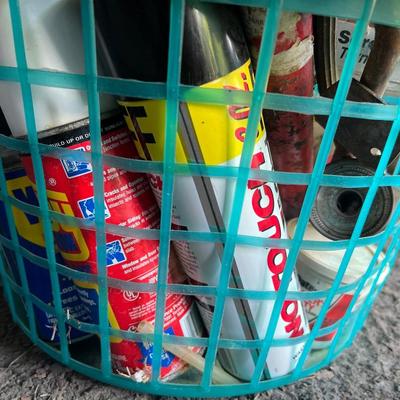 Plastic Laundry Basket with misc