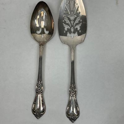 Vintage serving flatware, plated pie server and large spoon