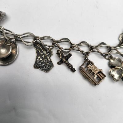 Three Vintage Sterling Silver Bracelets Charms 67gr